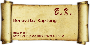 Borovits Kaplony névjegykártya